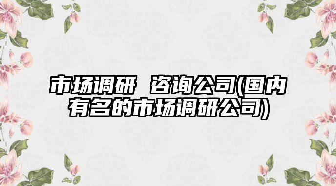 市場(chǎng)調(diào)研 咨詢公司(國(guó)內(nèi)有名的市場(chǎng)調(diào)研公司)