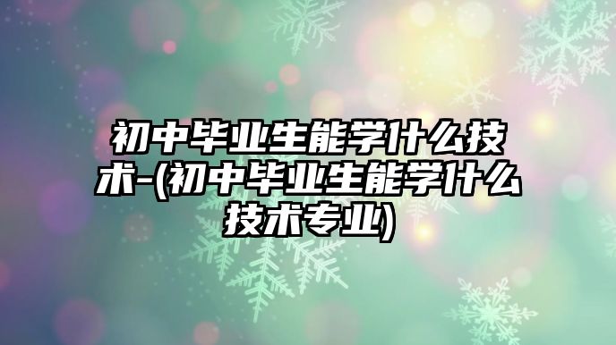 初中畢業(yè)生能學(xué)什么技術(shù)-(初中畢業(yè)生能學(xué)什么技術(shù)專業(yè))