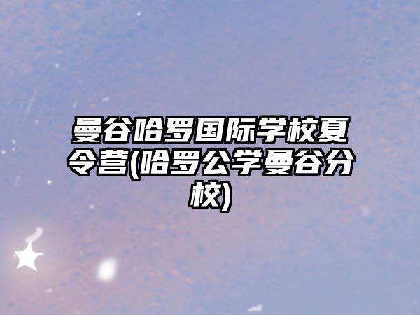 曼谷哈羅國際學(xué)校夏令營(哈羅公學(xué)曼谷分校)