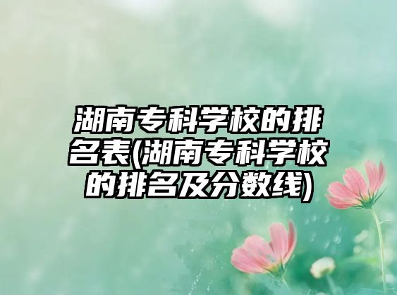 湖南?？茖W校的排名表(湖南?？茖W校的排名及分數(shù)線)