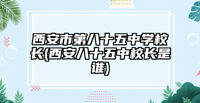 西安市第八十五中學校長(西安八十五中校長是誰)