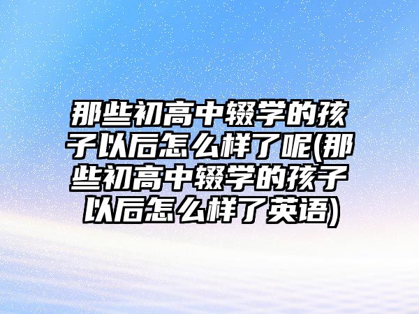 那些初高中輟學(xué)的孩子以后怎么樣了呢(那些初高中輟學(xué)的孩子以后怎么樣了英語)