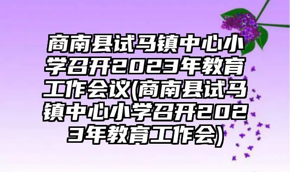 商南縣試馬鎮(zhèn)中心小學(xué)召開2023年教育工作會(huì)議(商南縣試馬鎮(zhèn)中心小學(xué)召開2023年教育工作會(huì))