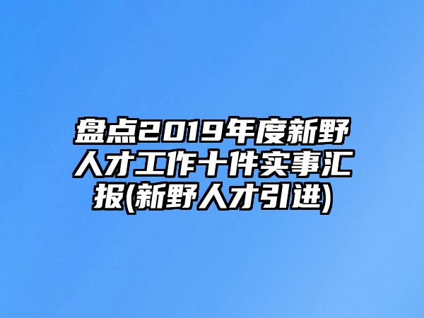 盤點2019年度新野人才工作十件實事匯報(新野人才引進)