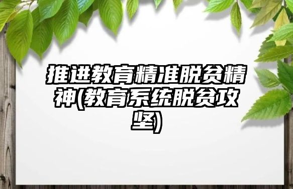 推進教育精準(zhǔn)脫貧精神(教育系統(tǒng)脫貧攻堅)