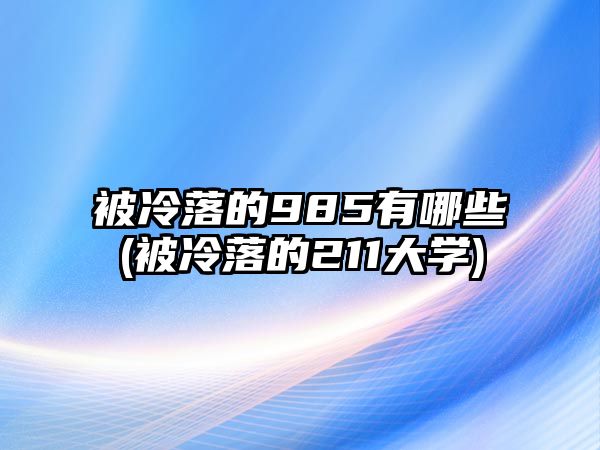 被冷落的985有哪些(被冷落的211大學)