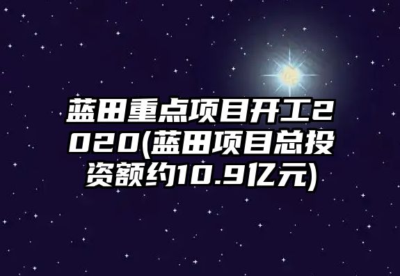 藍田重點項目開工2020(藍田項目總投資額約10.9億元)