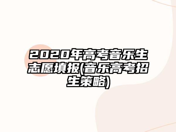 2020年高考音樂(lè)生志愿填報(bào)(音樂(lè)高考招生策略)