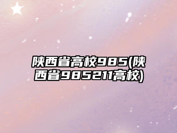 陜西省高校985(陜西省985211高校)