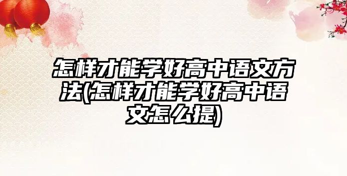 怎樣才能學好高中語文方法(怎樣才能學好高中語文怎么提)