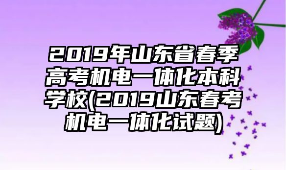 2019年山東省春季高考機電一體化本科學校(2019山東春考機電一體化試題)