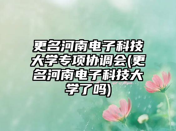 更名河南電子科技大學專項協(xié)調會(更名河南電子科技大學了嗎)