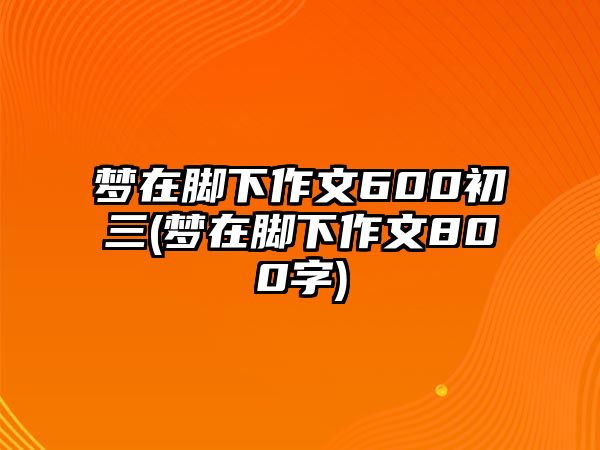 夢在腳下作文600初三(夢在腳下作文800字)