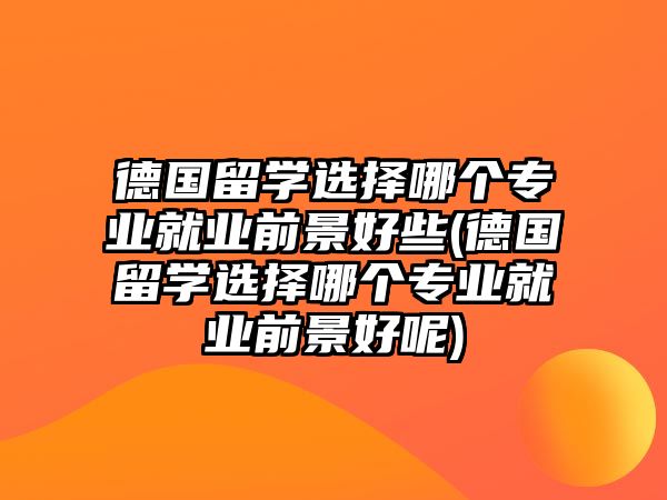 德國(guó)留學(xué)選擇哪個(gè)專業(yè)就業(yè)前景好些(德國(guó)留學(xué)選擇哪個(gè)專業(yè)就業(yè)前景好呢)