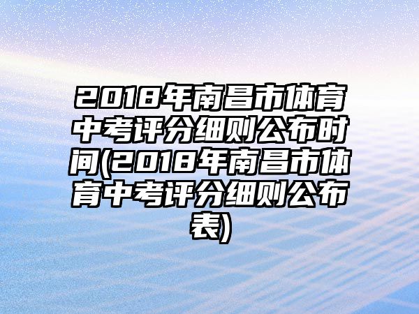 2018年南昌市體育中考評分細則公布時間(2018年南昌市體育中考評分細則公布表)