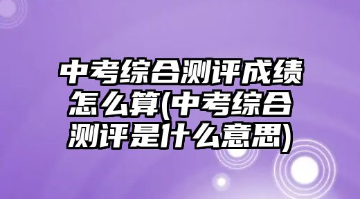 中考綜合測(cè)評(píng)成績(jī)?cè)趺此?中考綜合測(cè)評(píng)是什么意思)