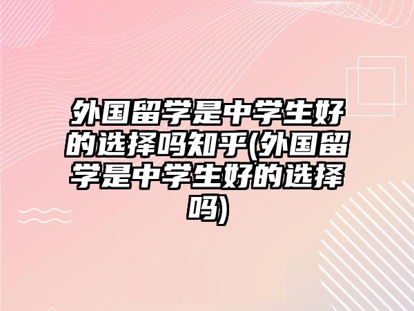 外國(guó)留學(xué)是中學(xué)生好的選擇嗎知乎(外國(guó)留學(xué)是中學(xué)生好的選擇嗎)