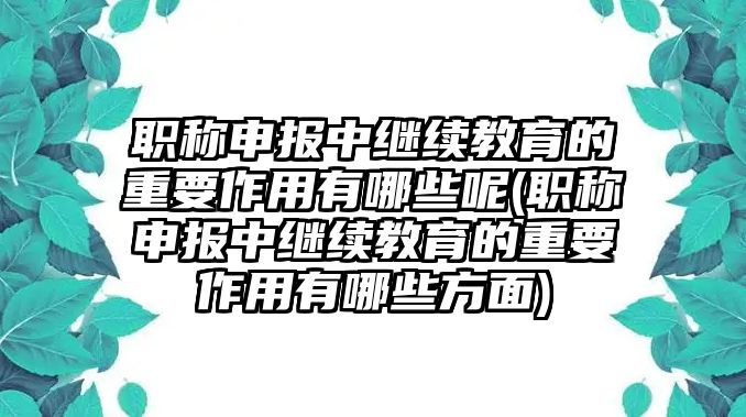 職稱申報(bào)中繼續(xù)教育的重要作用有哪些呢(職稱申報(bào)中繼續(xù)教育的重要作用有哪些方面)