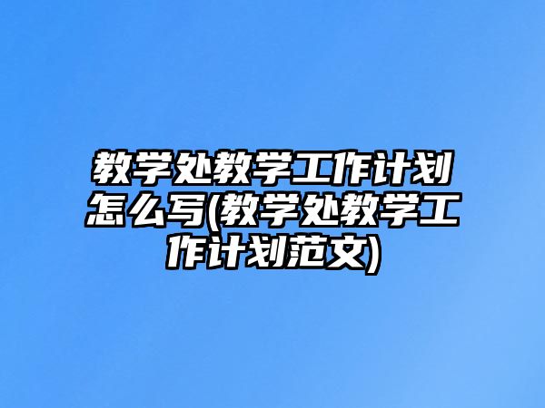 教學(xué)處教學(xué)工作計劃怎么寫(教學(xué)處教學(xué)工作計劃范文)