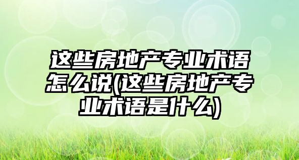 這些房地產(chǎn)專業(yè)術(shù)語怎么說(這些房地產(chǎn)專業(yè)術(shù)語是什么)