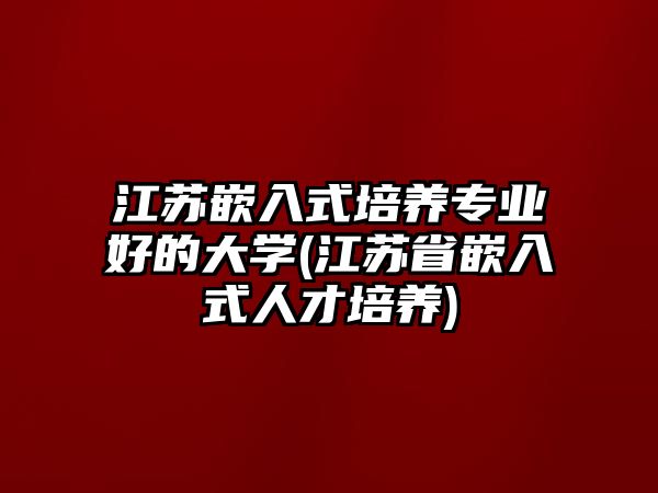 江蘇嵌入式培養(yǎng)專業(yè)好的大學(江蘇省嵌入式人才培養(yǎng))