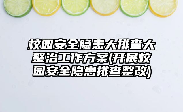 校園安全隱患大排查大整治工作方案(開展校園安全隱患排查整改)