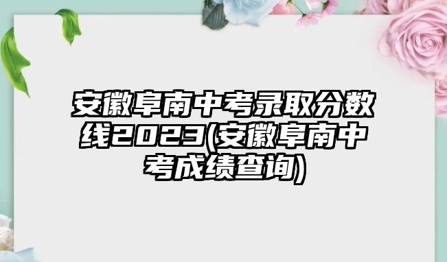 安徽阜南中考錄取分?jǐn)?shù)線2023(安徽阜南中考成績(jī)查詢)