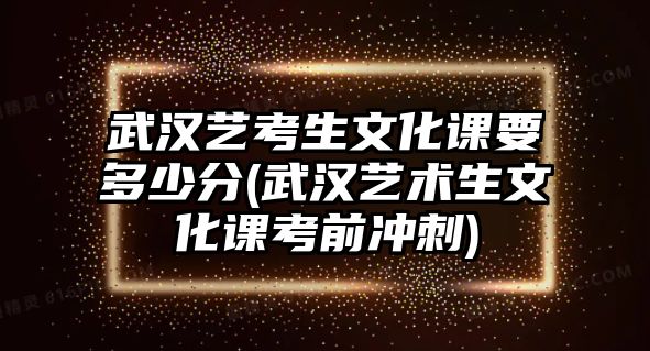 武漢藝考生文化課要多少分(武漢藝術(shù)生文化課考前沖刺)