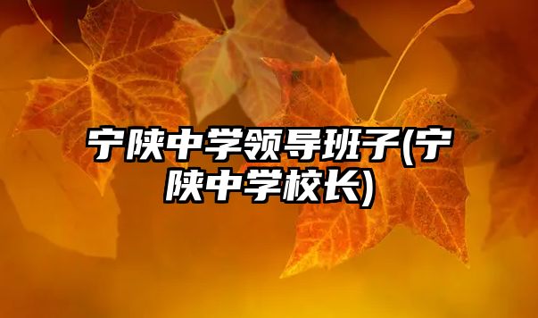 寧陜中學(xué)領(lǐng)導(dǎo)班子(寧陜中學(xué)校長(zhǎng))