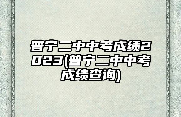 普寧二中中考成績(jī)2023(普寧二中中考成績(jī)查詢)