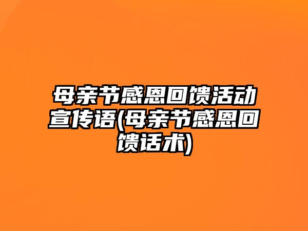 母親節(jié)感恩回饋活動宣傳語(母親節(jié)感恩回饋話術)