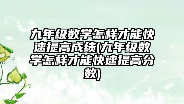 九年級數學怎樣才能快速提高成績(九年級數學怎樣才能快速提高分數)