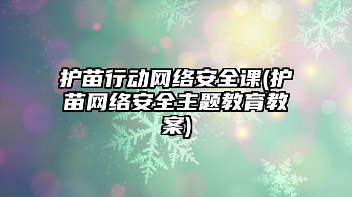 護苗行動網(wǎng)絡(luò)安全課(護苗網(wǎng)絡(luò)安全主題教育教案)