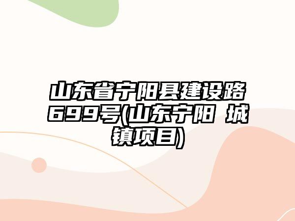 山東省寧陽縣建設(shè)路699號(山東寧陽堽城鎮(zhèn)項目)