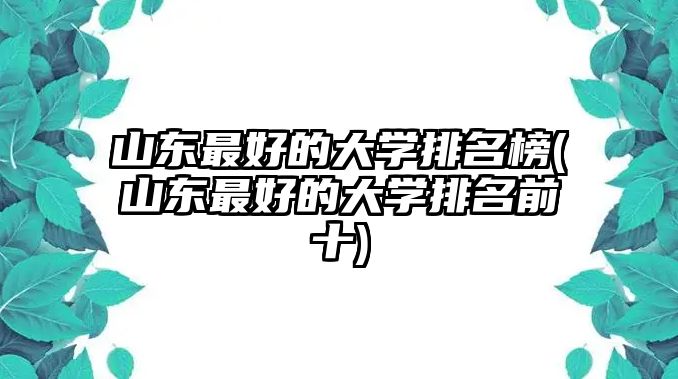 山東最好的大學排名榜(山東最好的大學排名前十)