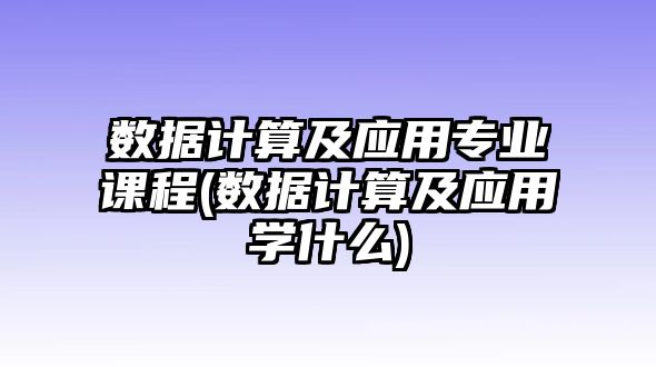 數(shù)據(jù)計(jì)算及應(yīng)用專(zhuān)業(yè)課程(數(shù)據(jù)計(jì)算及應(yīng)用學(xué)什么)