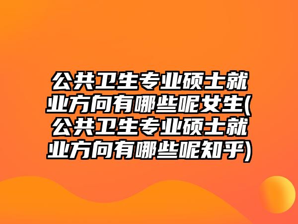 公共衛(wèi)生專業(yè)碩士就業(yè)方向有哪些呢女生(公共衛(wèi)生專業(yè)碩士就業(yè)方向有哪些呢知乎)