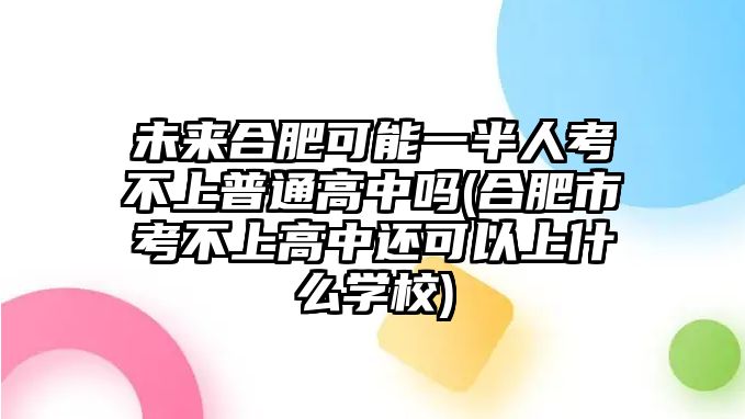 未來合肥可能一半人考不上普通高中嗎(合肥市考不上高中還可以上什么學(xué)校)