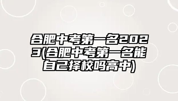 合肥中考第一名2023(合肥中考第一名能自己擇校嗎高中)