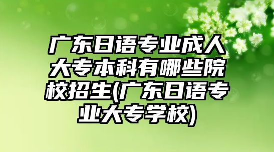 廣東日語專業(yè)成人大專本科有哪些院校招生(廣東日語專業(yè)大專學(xué)校)