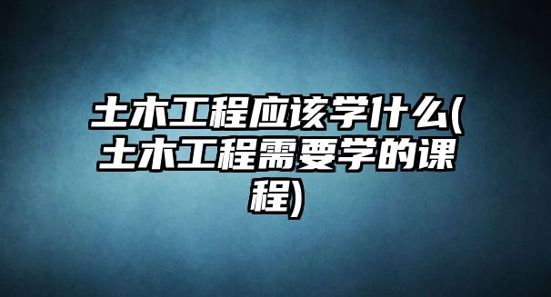 土木工程應(yīng)該學(xué)什么(土木工程需要學(xué)的課程)