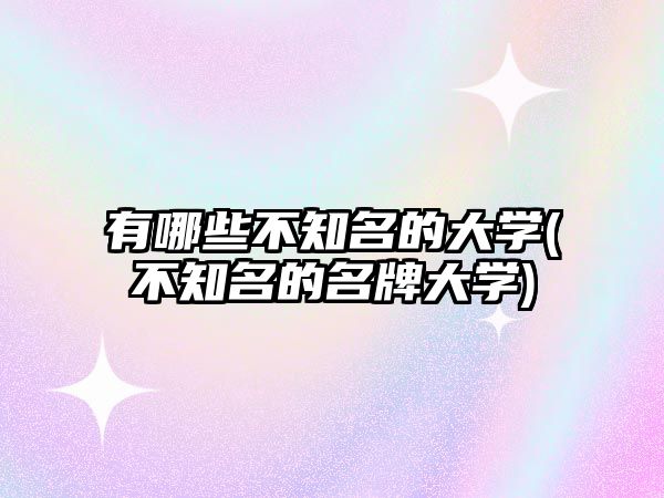 有哪些不知名的大學(xué)(不知名的名牌大學(xué))