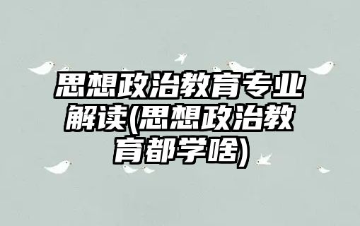 思想政治教育專業(yè)解讀(思想政治教育都學(xué)啥)