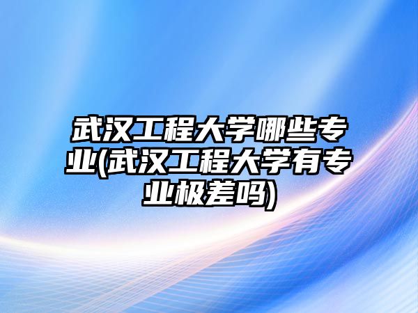 武漢工程大學(xué)哪些專(zhuān)業(yè)(武漢工程大學(xué)有專(zhuān)業(yè)極差嗎)