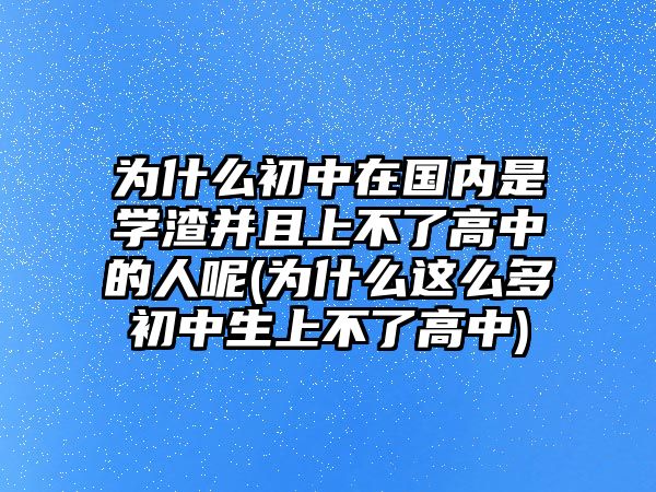 為什么初中在國內(nèi)是學(xué)渣并且上不了高中的人呢(為什么這么多初中生上不了高中)