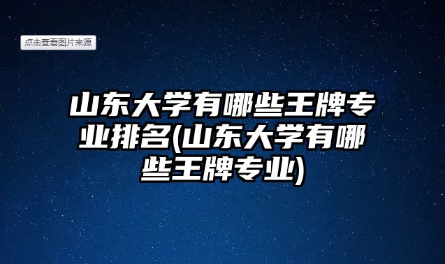 山東大學有哪些王牌專業(yè)排名(山東大學有哪些王牌專業(yè))