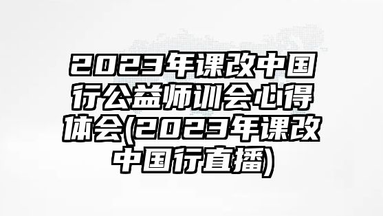 2023年課改中國(guó)行公益師訓(xùn)會(huì)心得體會(huì)(2023年課改中國(guó)行直播)