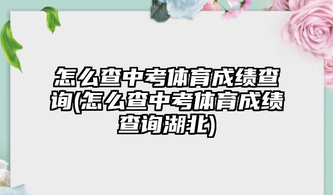 怎么查中考體育成績(jī)查詢(怎么查中考體育成績(jī)查詢湖北)