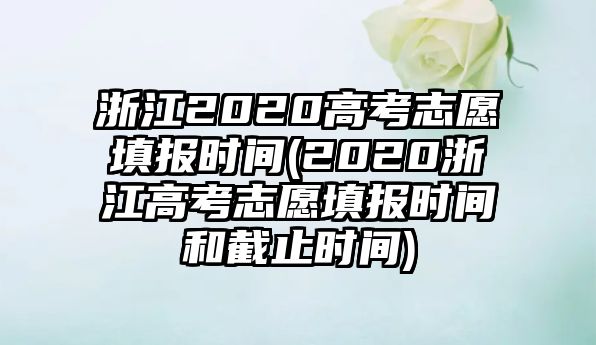 浙江2020高考志愿填報(bào)時(shí)間(2020浙江高考志愿填報(bào)時(shí)間和截止時(shí)間)