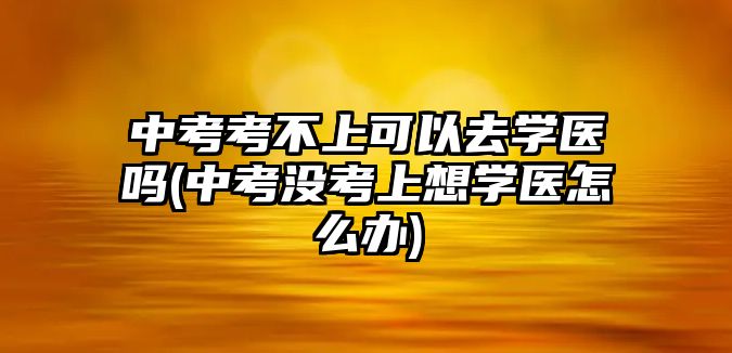 中考考不上可以去學(xué)醫(yī)嗎(中考沒考上想學(xué)醫(yī)怎么辦)